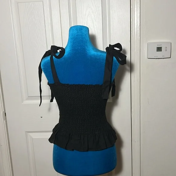 Reformation Black Ruffle Top Medium - Picture 3 of 6